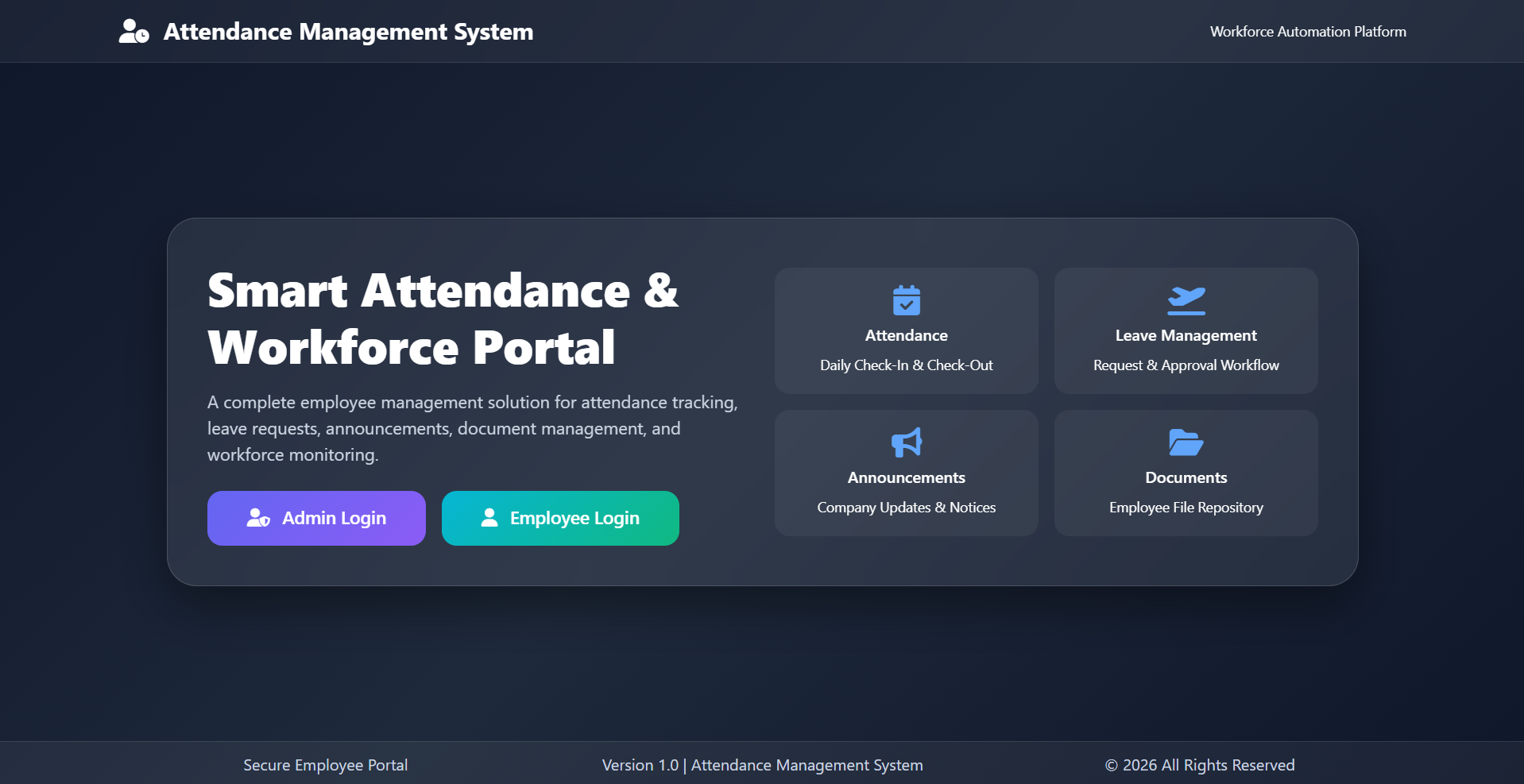 Attendance & HR Management Portal