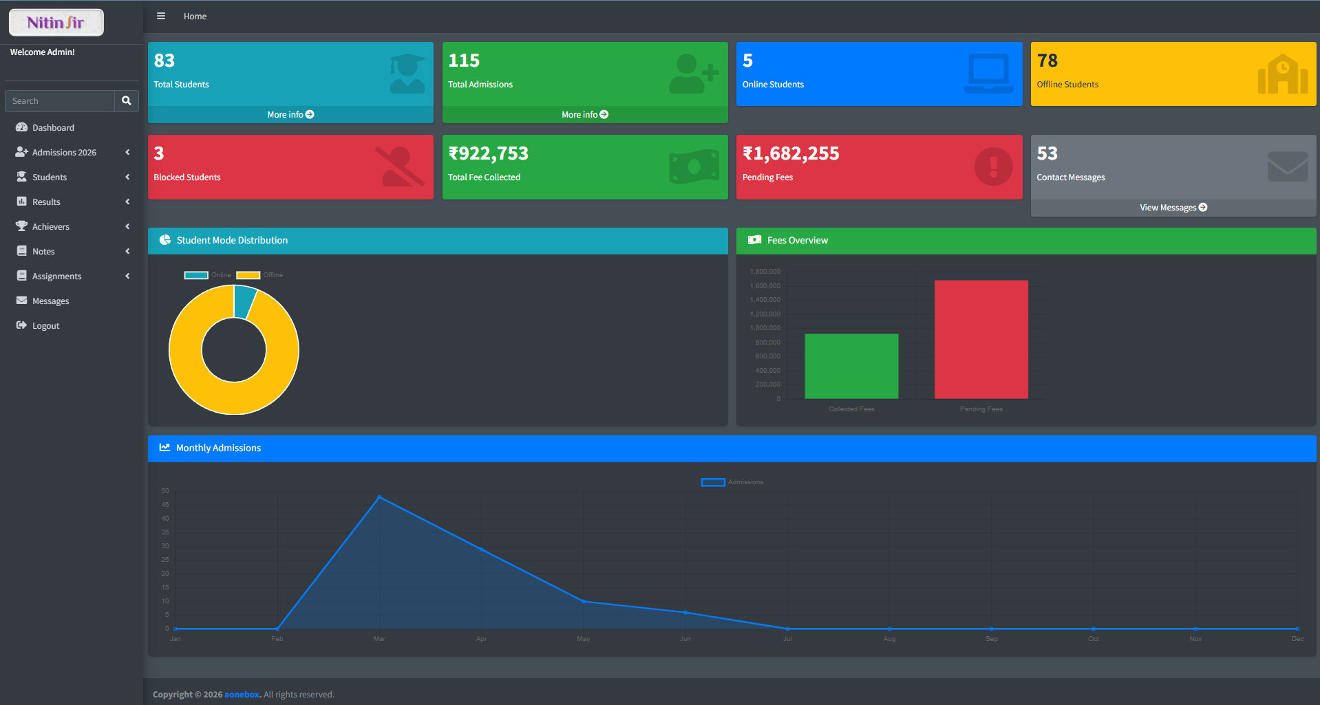 Nitin Sir Admin Dashboard
